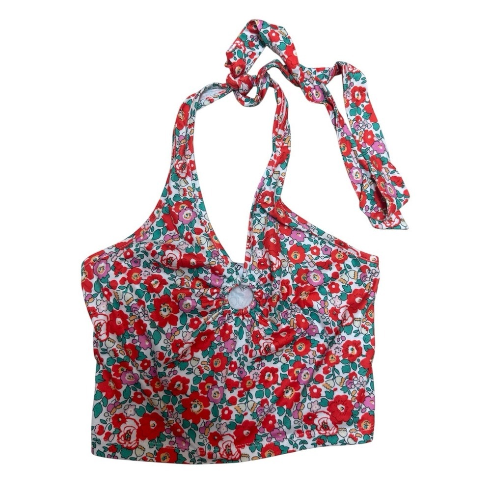 Princess Polly Floral Halter Top Ring Detail Y2K Summer Boho Coquette Size 2